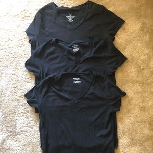 3 Black V-neck T-shirt Bundle